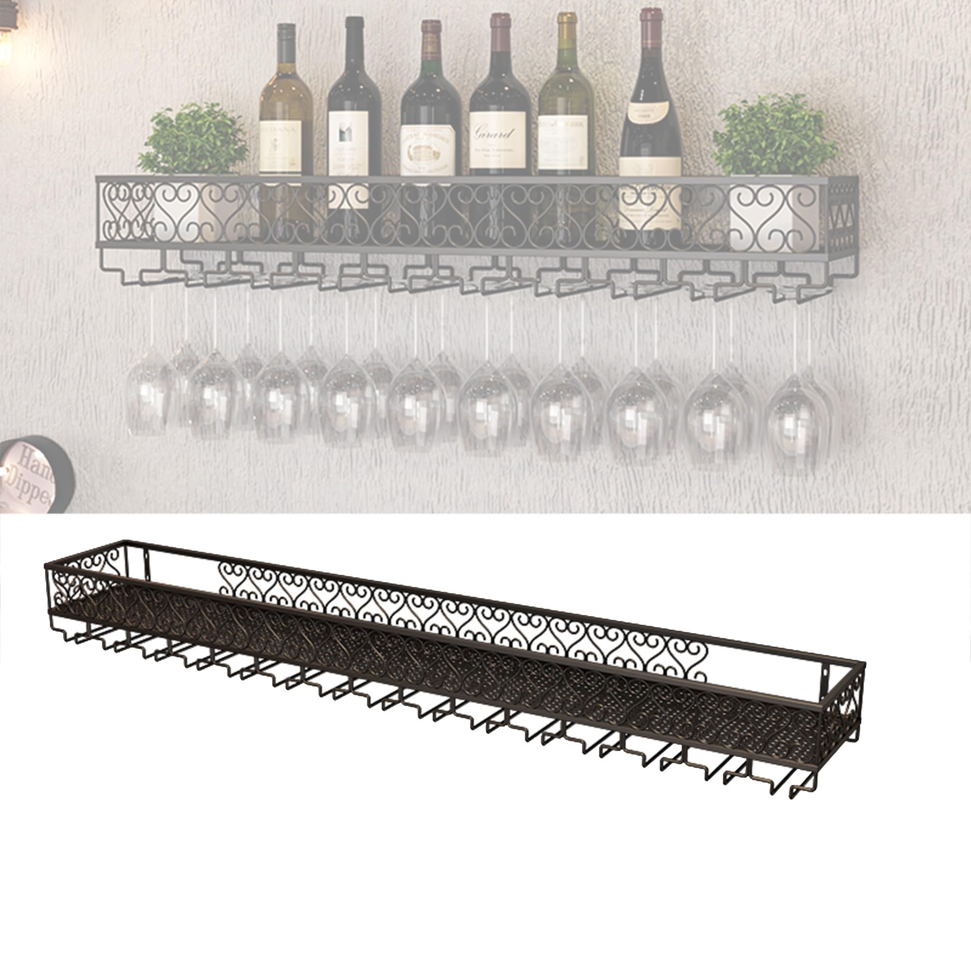 Range verre bouteille de vin mural 150cm Nero pour un stockage sécurisé et accessible