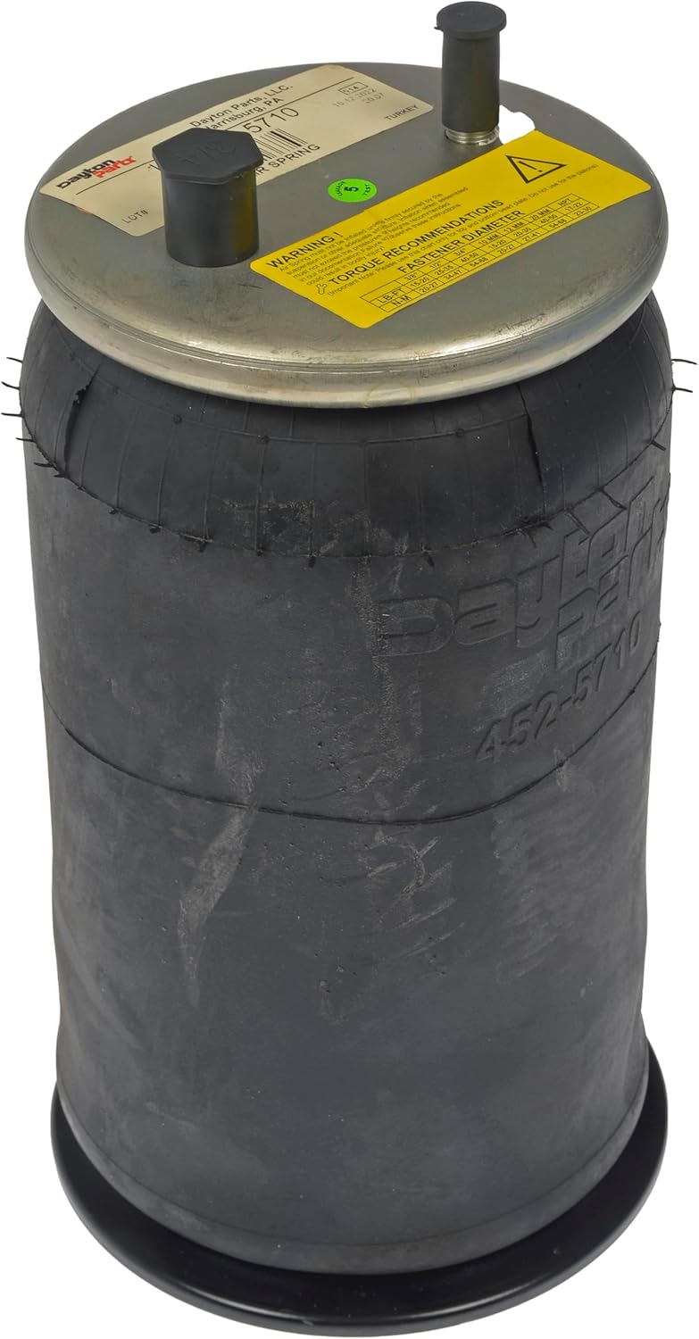 Dayton Parts 452-5710L Air Spring, Rolling Lobe, Aluminum Piston, 12.83" Static Height, 6.3" Top Plate Diameter, 7.28" Piston Diameter, Two Stud Top Plate, One Hole Piston
