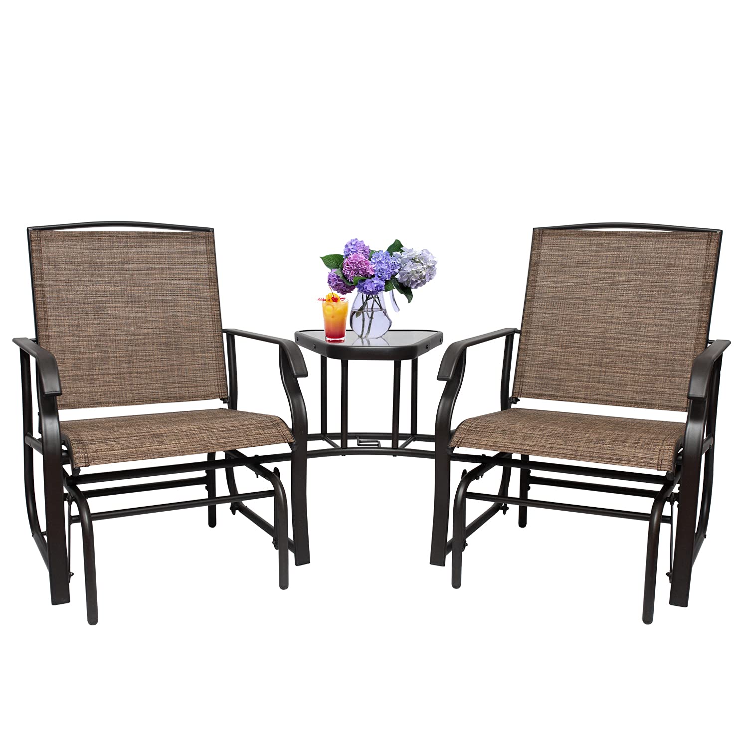 Buy Y&T 2 Person Outdoor Glider Chair w/Center Table, Metal Patio