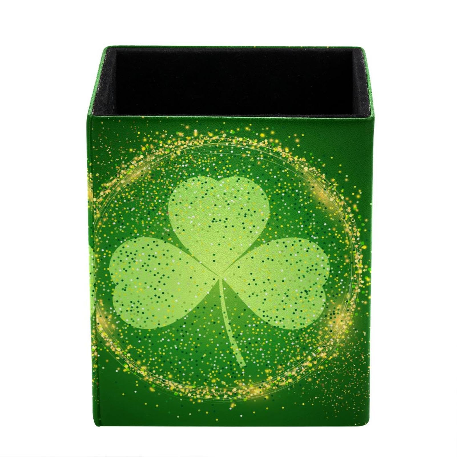 FWJZDSP Large Capacity Pen Holder for Desk, Clover Shamrock Pencil Holder Pen Cup Marker Holder Makeup Brush Holders, Desk Accessories Organizers for Home, School & Office