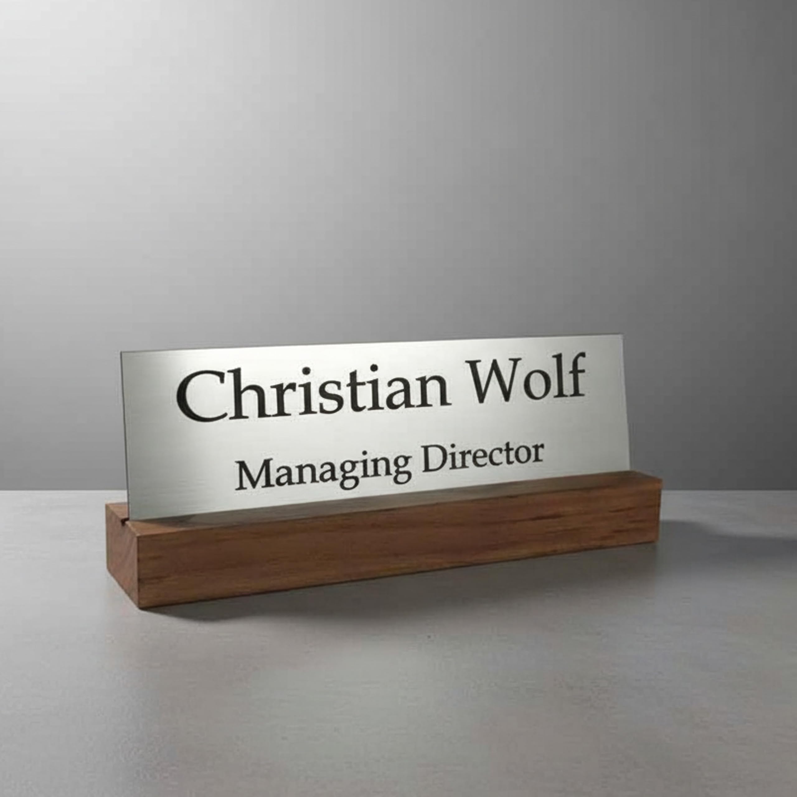 Customized Desk Name Plate with Wooden Base | Personalized Office Table Name Plate | Black Acrylic (Model 1) — Amazon image 9