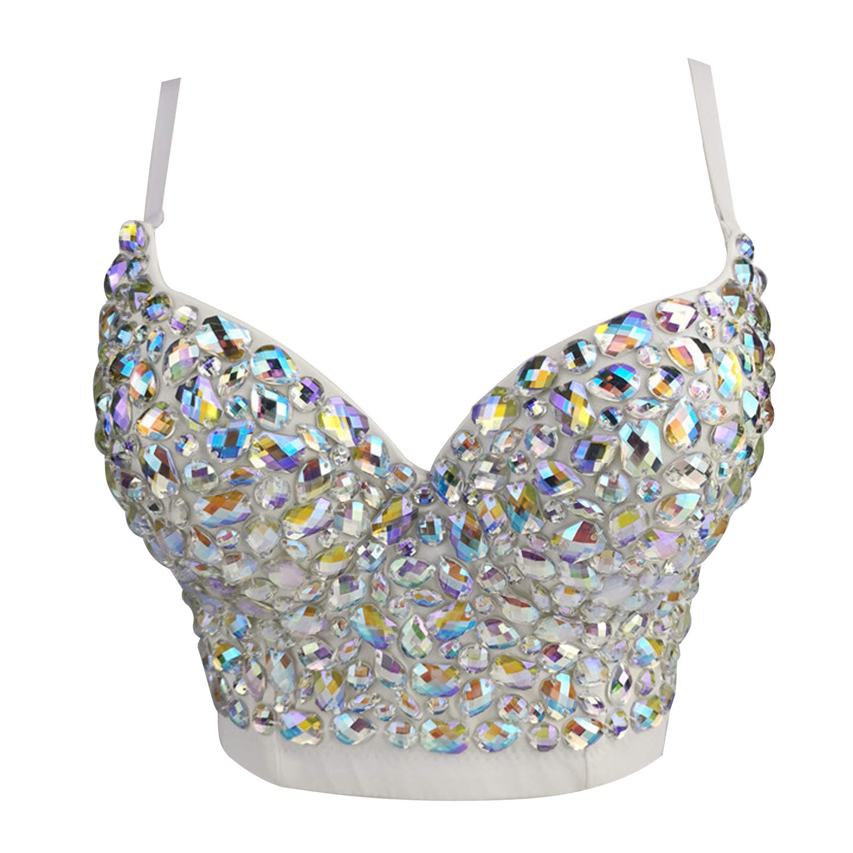 WoborenWomen's Corset Bustier Crop Top Wedding Party Rhinestone Diamond Push up Bra Slim Vest