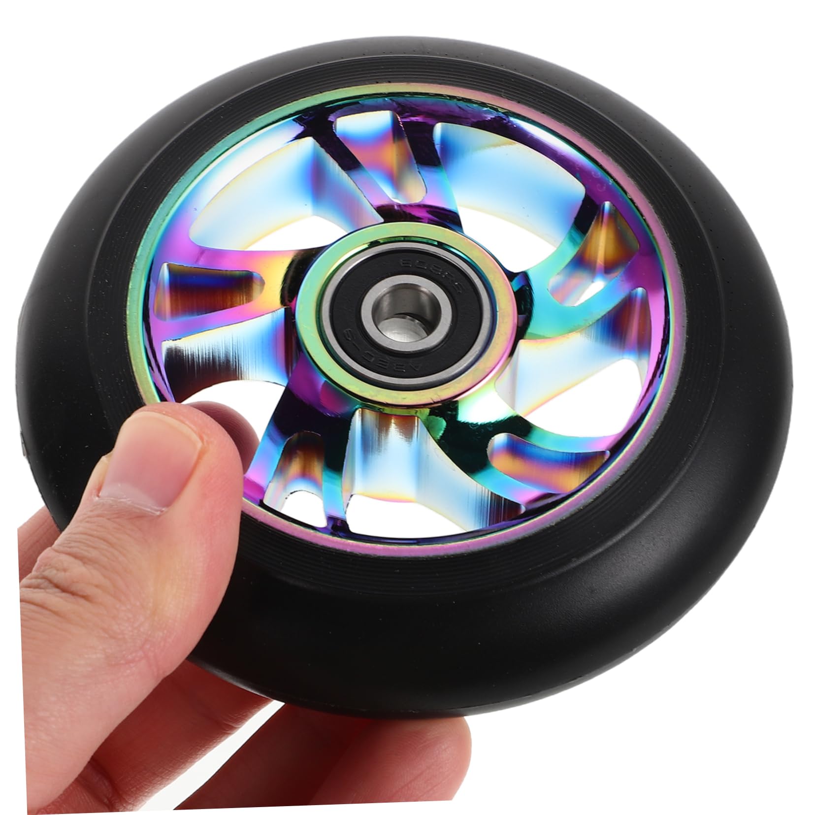 WOONEKY 2pezzi Ruote Anteriori per Scooter Illuminato LED Mozzo per Scooter di Ricambio Ruote Posteriori per Monopattino Luci Sostituzione della Ruota in Lega di Alluminio