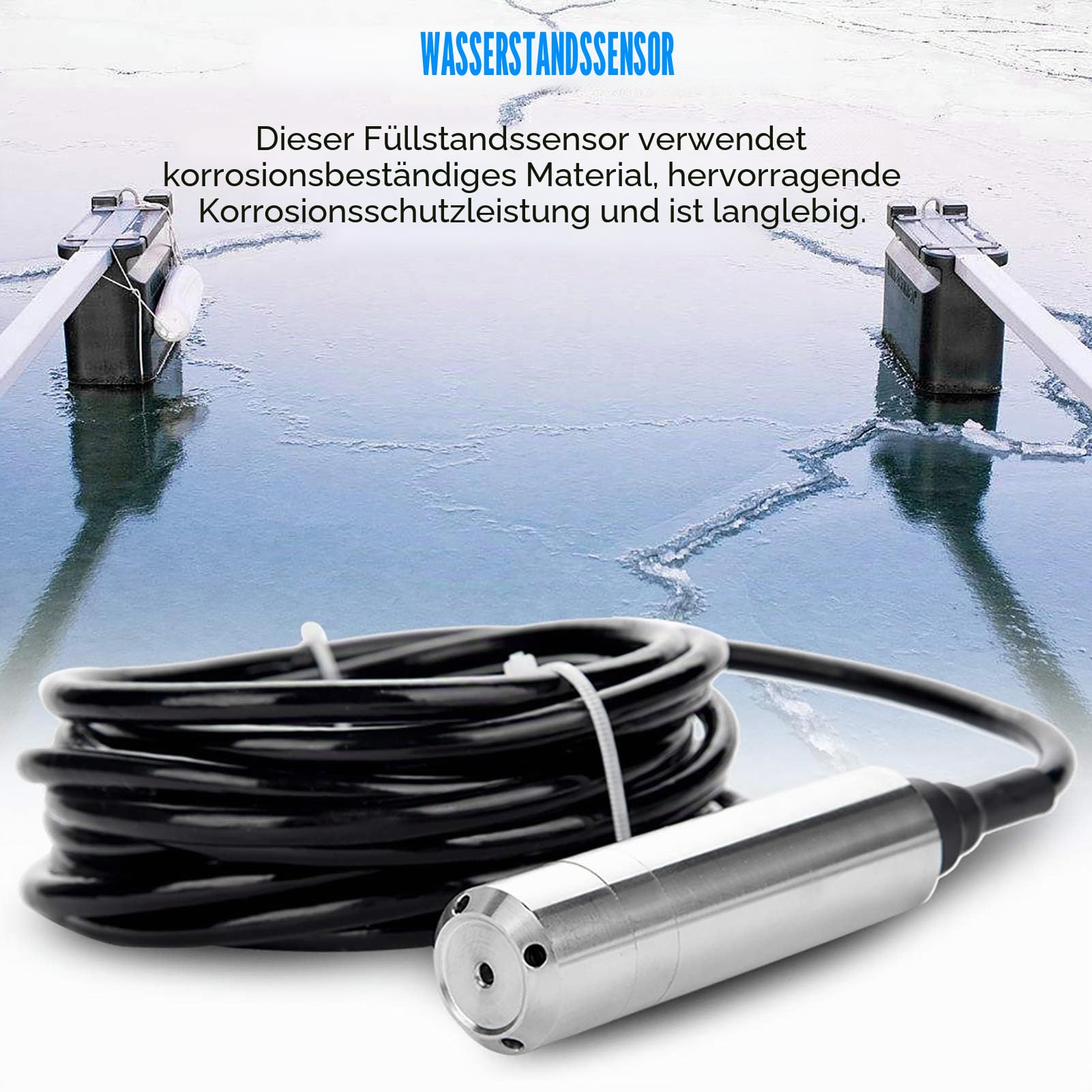 DC24V 4-20mA Einwurf-Flüssigkeitsstandsensor ALS-MPM-2F Füllstandmessumformer zur Erfassung des Wasserstandes im Bereich von 0-5m