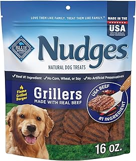 Blue Buffalo Nudges Grillers Natural Dog Treats, Beef, 16oz