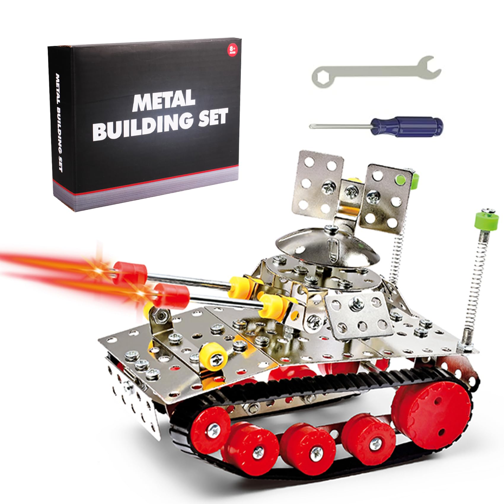 Bearbao STEM Metal Model Tank Building Kit  193 Pcs Engineering Tank Model Kit with Tools & Manual for Kids Ages 12 and Up, DIY Assembly Construction Toy for Boys Girls, Great Gift for Kids Adults