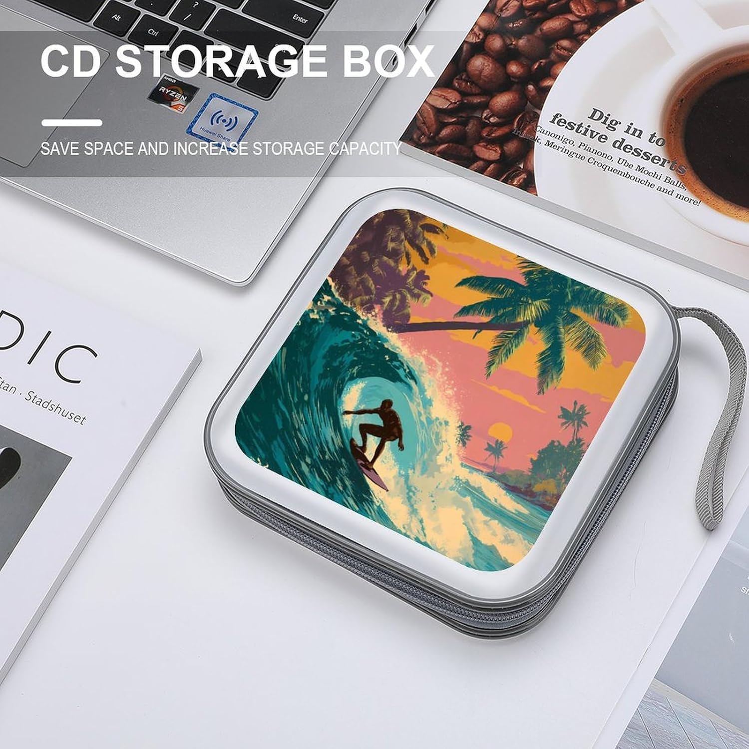 Summer Surf Surfer Surfing CD Case Wallet Portable DVD Holder Organizer Box image 4