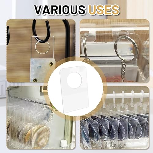 Miniatura 6 de hongbo 500 pestañas autoadhesivas para colgar, (1.3 x 0.9 pulgadas), gancho de etiquetas colgantes de plástico transparente, etiquetas colgantes