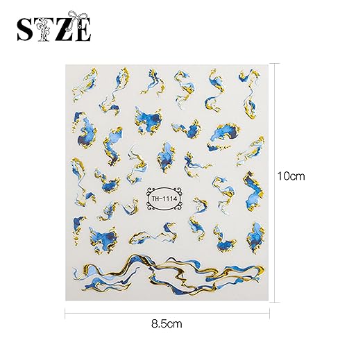 Miniatura 7 de JMEOWIO 8 hojas de calcomanías de arte de uñas con punta francesa de mármol, calcomanías autoadhesivas para uñas, suministros de uñas, accesorios de