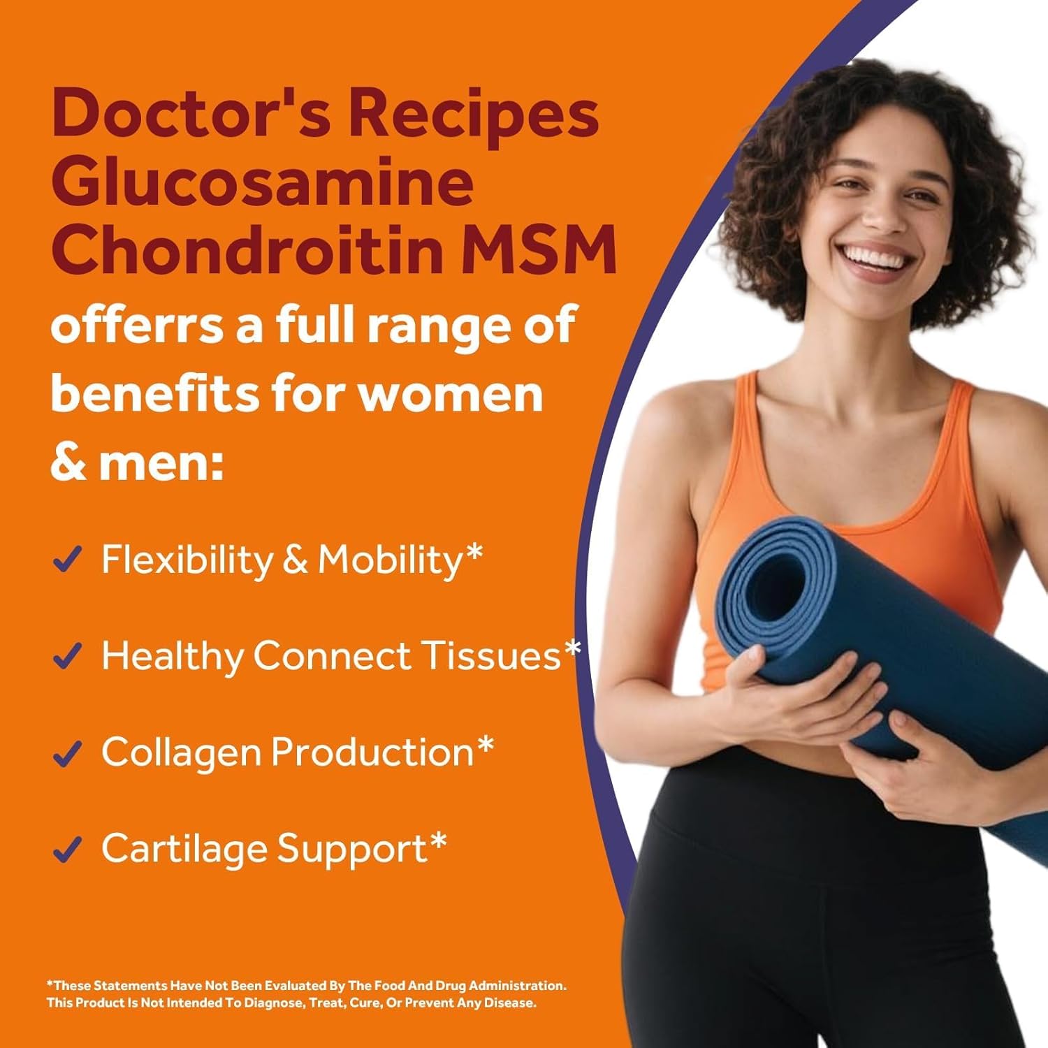 Doctor's Recipes Glucosamine Chondroitin MSM and Manganese Supplement, 1800 mg Glucosamine HCl, NO Shellfish, Healthy Structure & Movements, Flexibility Support for Men & Women, 240 Tablets