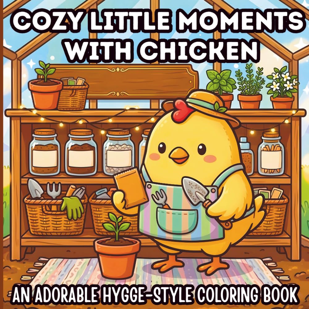 Cozy Little Moments with Chicken: An adorable Hygge-style coloring book with easy & relaxing pages for kids & adult