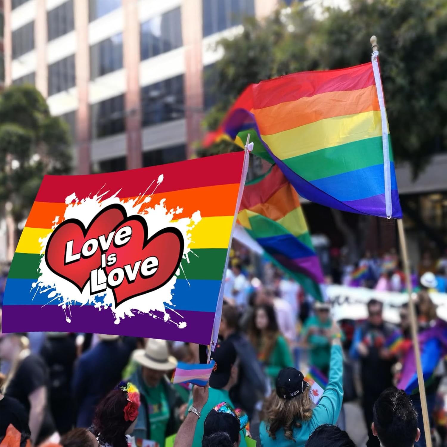 LGBTQ Pride Flag 3x5 Outdoor Double Sided 3-PLY Heavy Duty Lesbian Gay Bisexual Transgender Pride Rainbow Flags Banners with Brass Grommets for Indoor Outdoor Decorations - Image 7