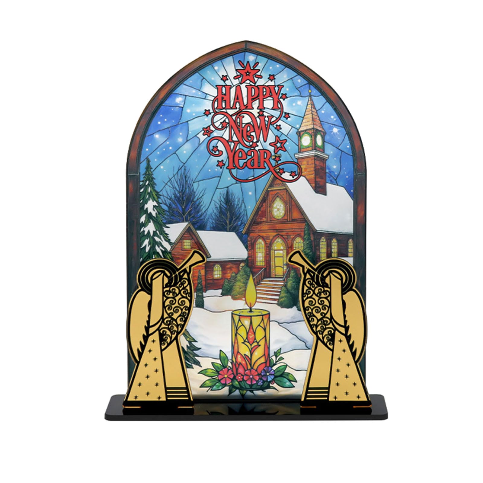 Freestanding Christmas Shelf Decor Acrylic Table Ornament for Desk Cabinet Mantel Entryway Holiday Room Centerpiece Christmas Tabletop Decor Acrylic Holiday Desk Decoration Freestanding Shelf Accent