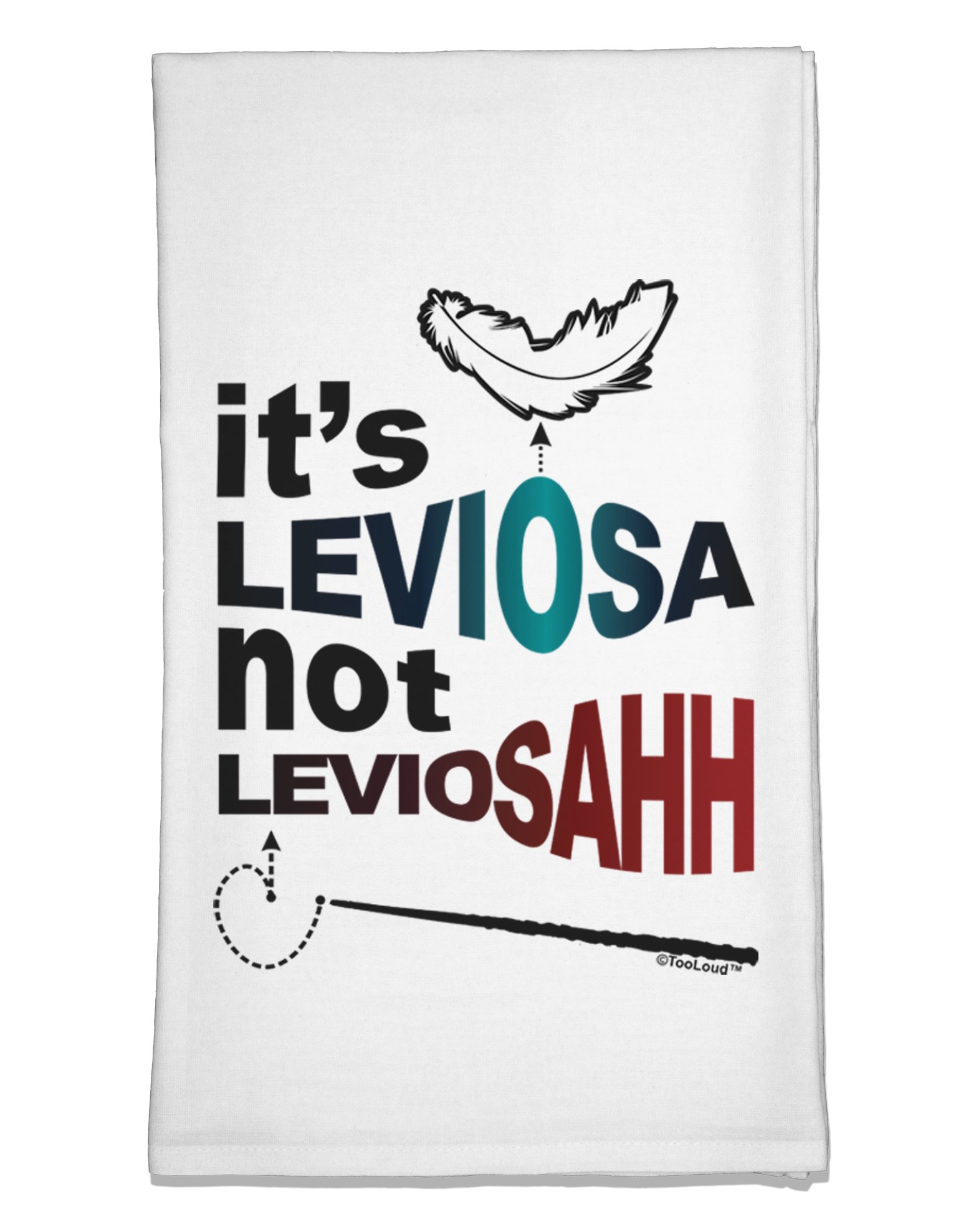 TOOLOUD It's LeviOsa not LeviosAHH Flour Sack Dish Towel - Green Cotton Rectangular Storage Towel with Zipper Closure - Kitchen Use
