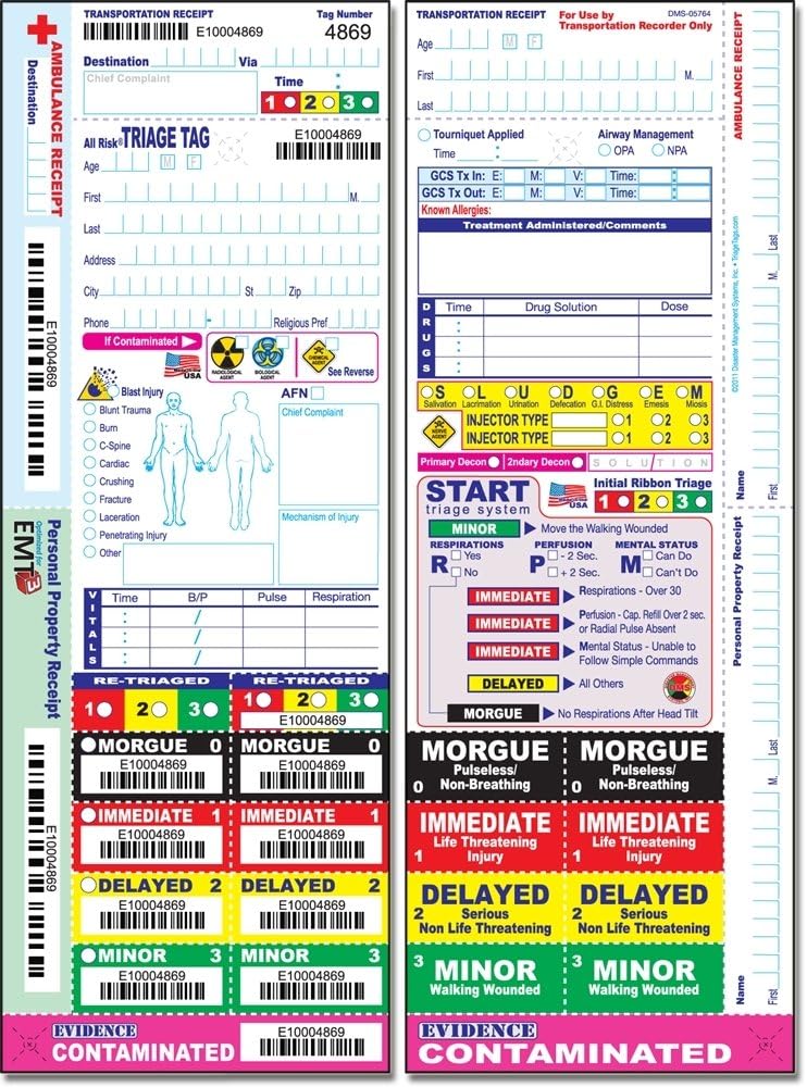 DMS All Risk Triage Tags, 50 Count