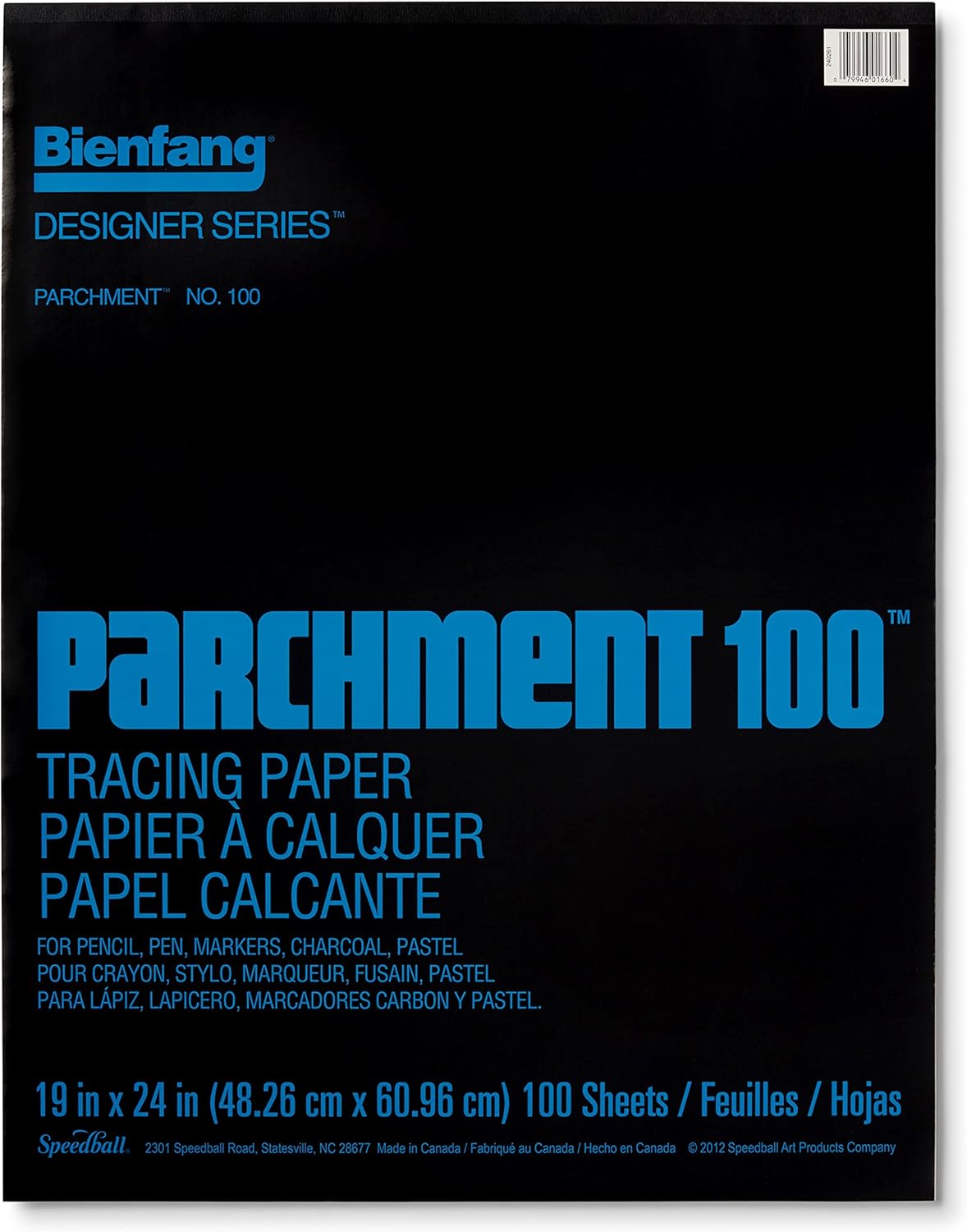 Bienfang Parchment 100 Tracing Paper Pad, 14" x 17", 100 Sheets, 24lb (40gsm) for Pencils, Pen, Marker, Charcoal, Pastel, Trace, Preliminary Drawing and Overlay