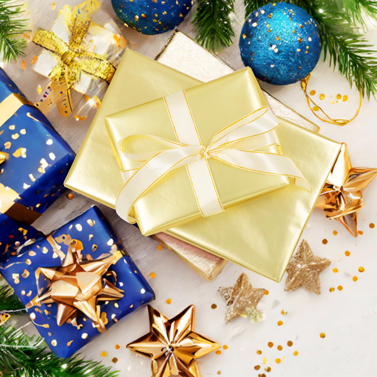 Rollo de papel de regalo dorado mate 43 cm x 12 m para cumpleaños bodas fiestas