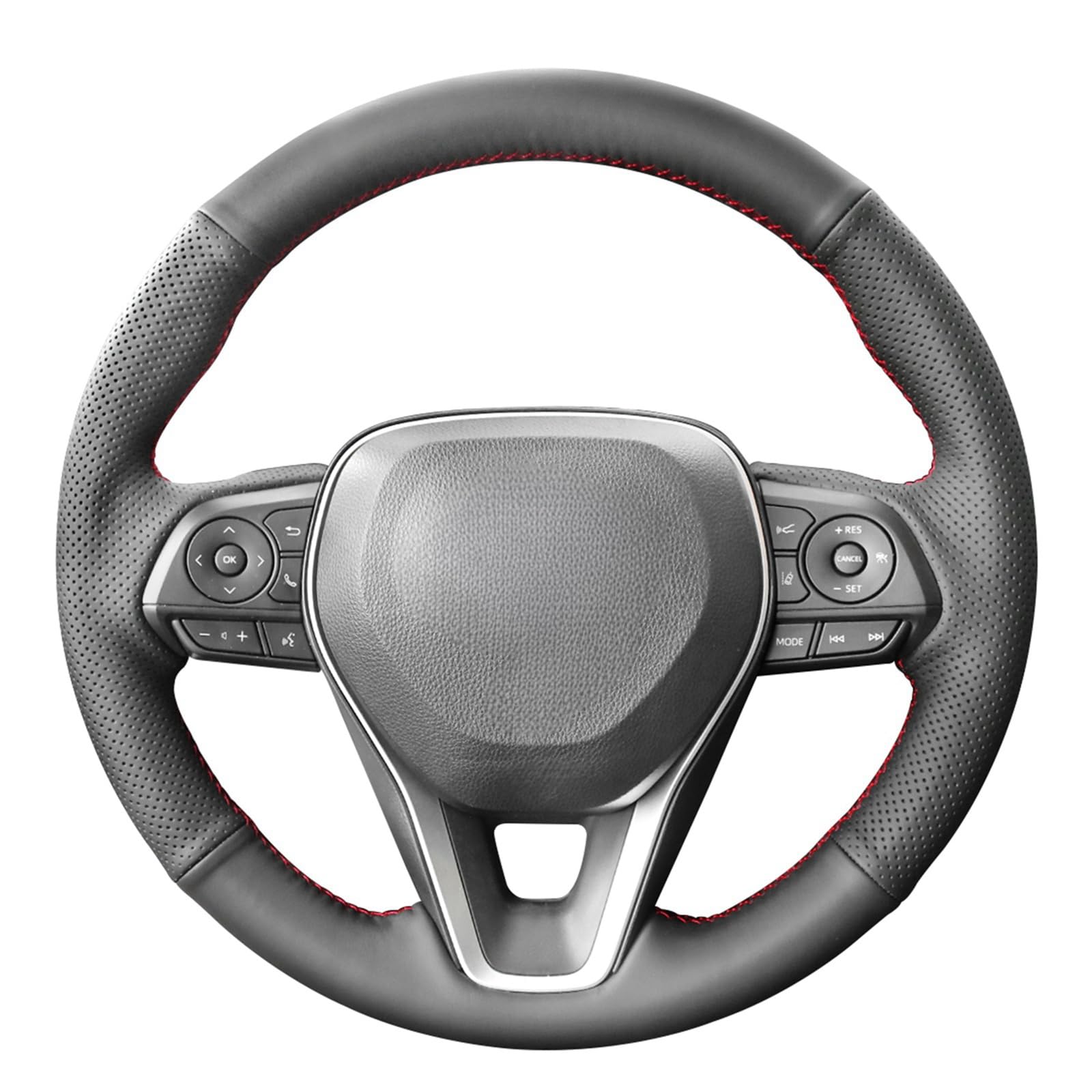 MEWANT Funda de Volante para Coser Volante de Coche de Microfibra Negra | A Medida para volante de coche de microfibra negra / Toyota Camry 2018-2019 / Avalon 2019 / Corolla 2019-2020 / RAV4 2019