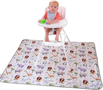 Minimono Yeni Mama Sandalyesi Alt  ve Aktivite Bak m  rt s  - S v  Ge irmez Y kanabilir - 145x120cm Orman Hayvanlar