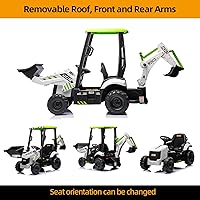 Vista 3 de Excavadora JCB de 12V para Montar con Control Remoto, Carro Eléctrico para Niños de 3-8 con Tractor, Bulldozer, Brazo Excavador, Carro para Montar