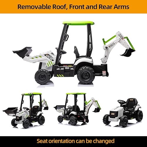 Miniatura 3 de Excavadora JCB de 12V para Montar con Control Remoto, Carro Eléctrico para Niños de 3-8 con Tractor, Bulldozer, Brazo Excavador, Carro para Montar