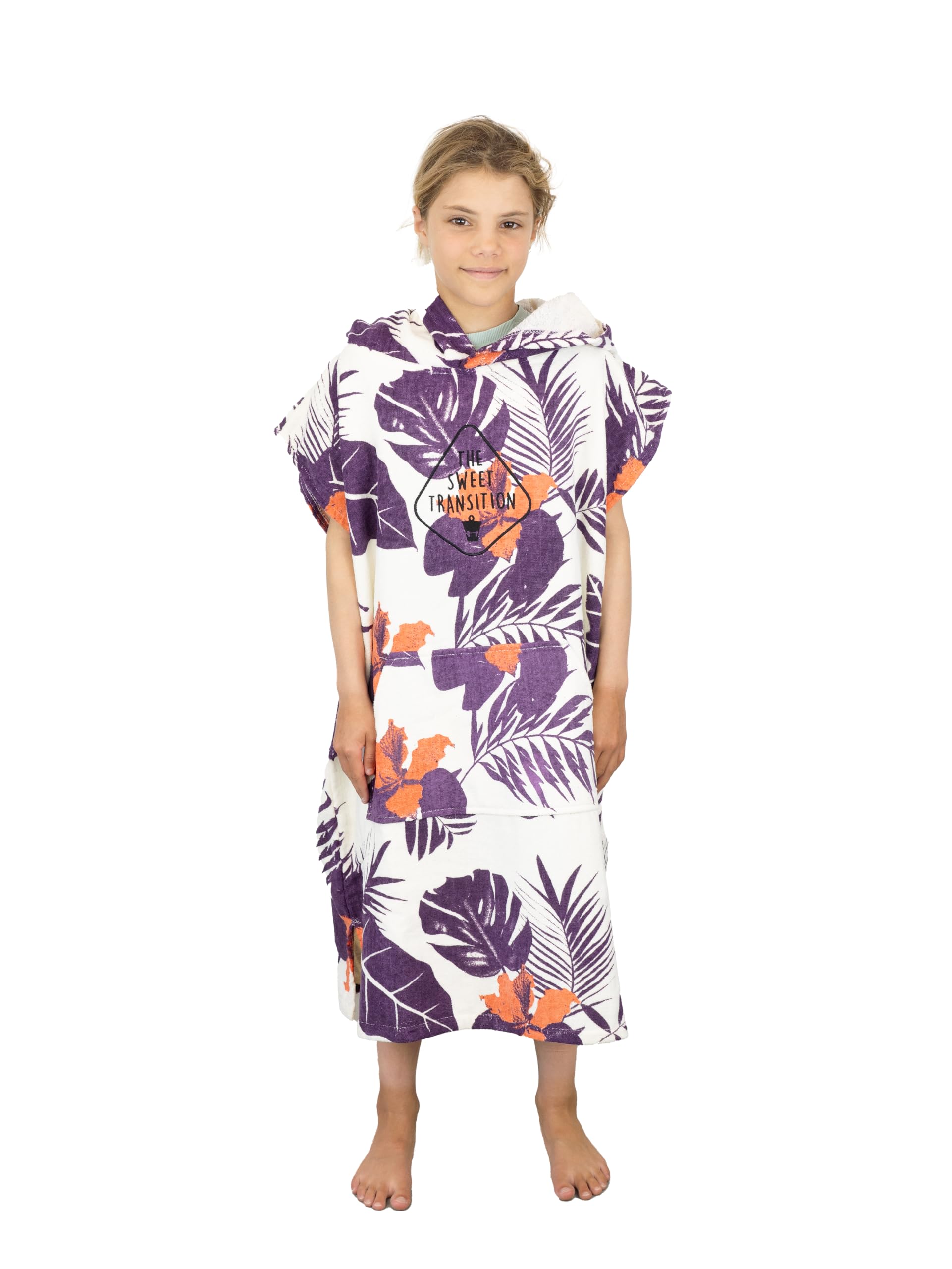 ALL-IN, Sweet Transition Poncho, Poche Kangourou, Exotic Flowers, Taille Unique Junior (7-15 Ans), Jeunesse Unisexe