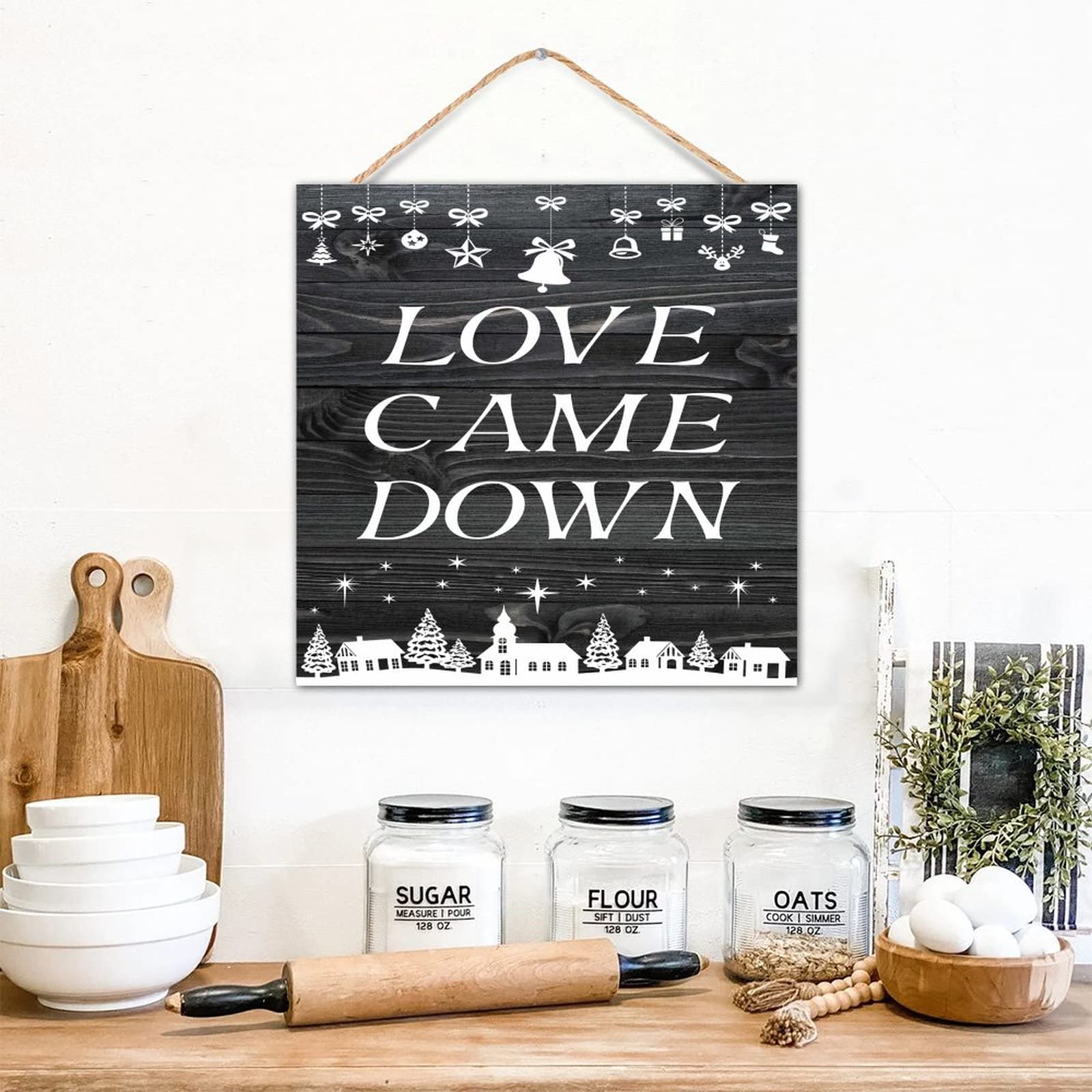 Cadeau de Noël panneau en bois de porche | Décoration murale à offrir