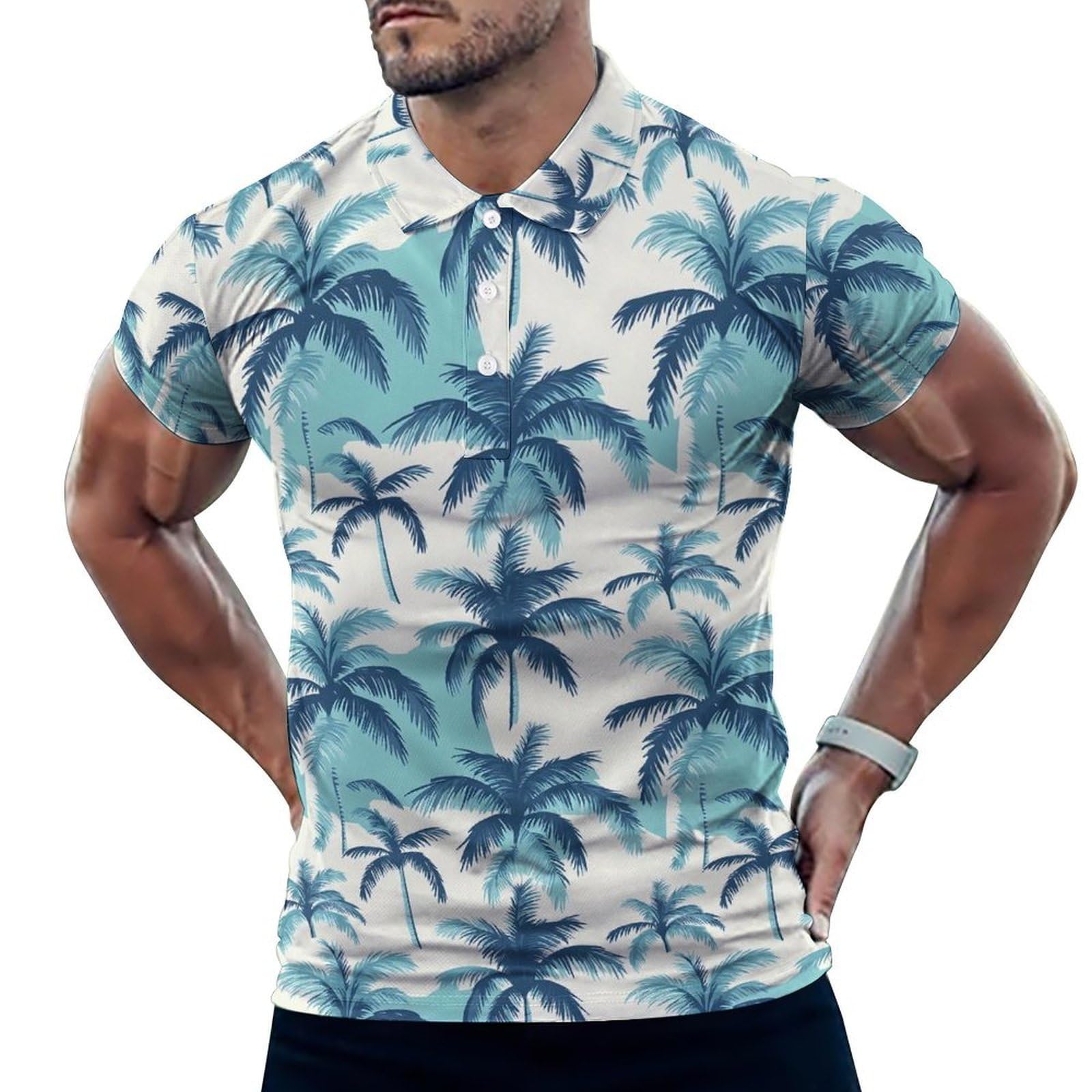 Polo de golf doux et confortable haut de gamme imprimé vert - 8