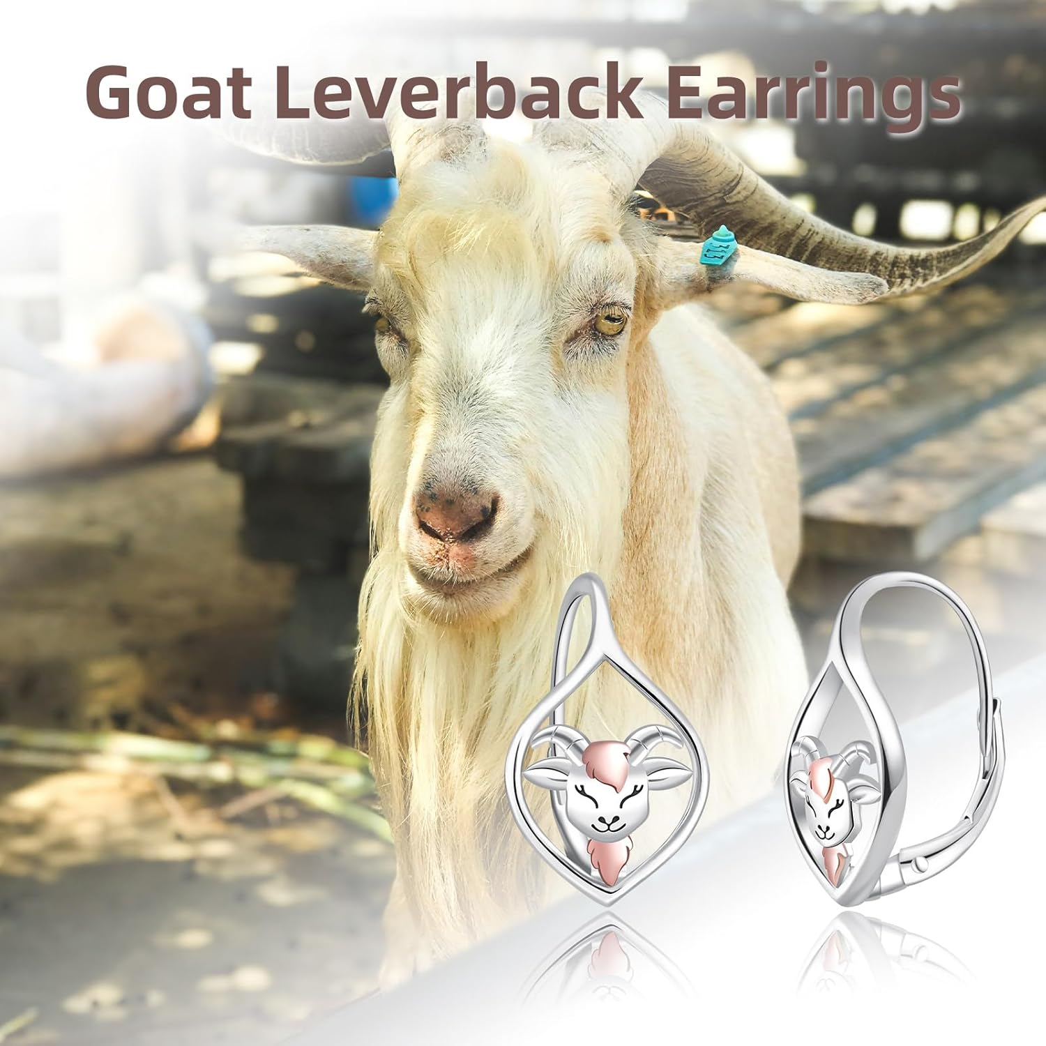 Cute Goat Leverback Earrings for Women - 925 Sterling Silver Hypoallergenic Animal Fram Goat Dangle Drop Earrings Lamb Jewelry Gifts for Daughter Mother