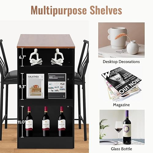 Miniatura 3 de PayLessHere Moderno juego de mesa de comedor para 2 personas, juego de mesa rectangular y sillas para espacios pequeños, muebles de bar en el hogar