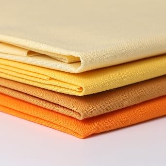 18 * 21inch Cotton Fabric Premium, Solid Precut Fabric Pure Quilting Fat Quarter Bundles Patchwork for Sewing DIY Craft Orange Set, 4PCS