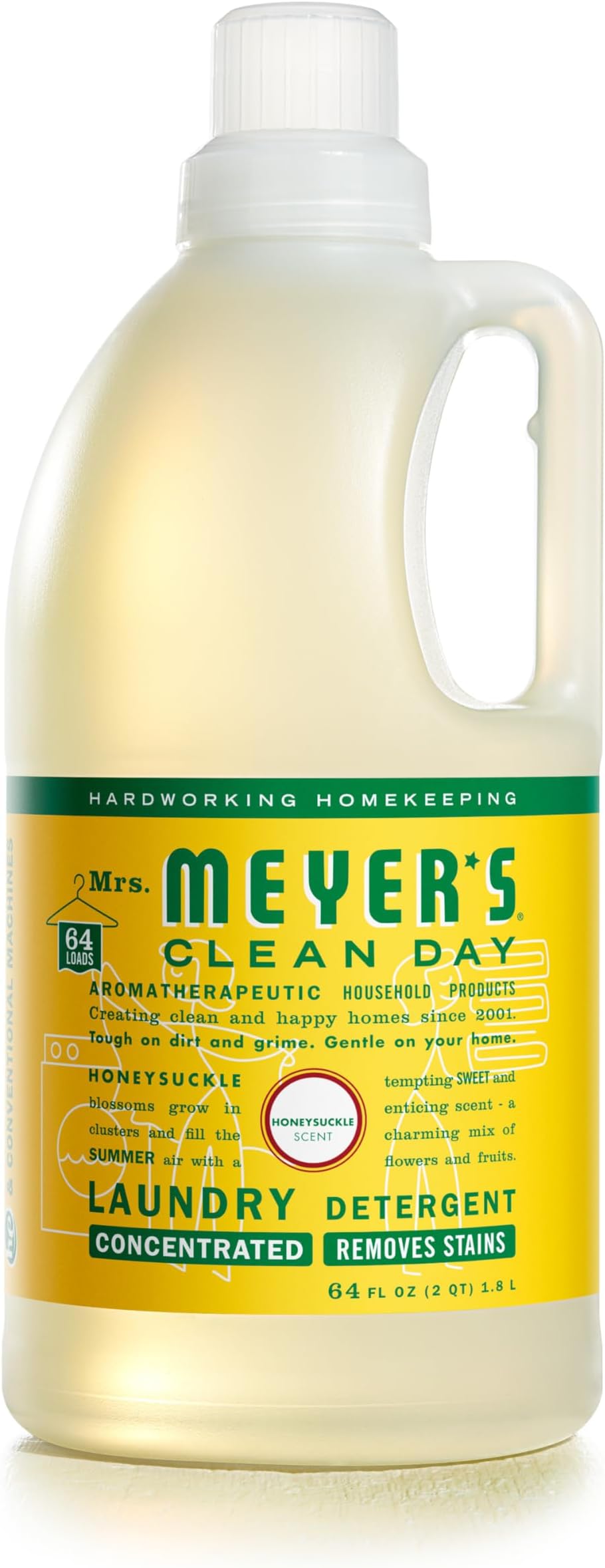 MRS MEYERS 64 Load Laundry Detergent, Honeysuckle, 64.0 Fluid Ounce by Mrs. Meyers
