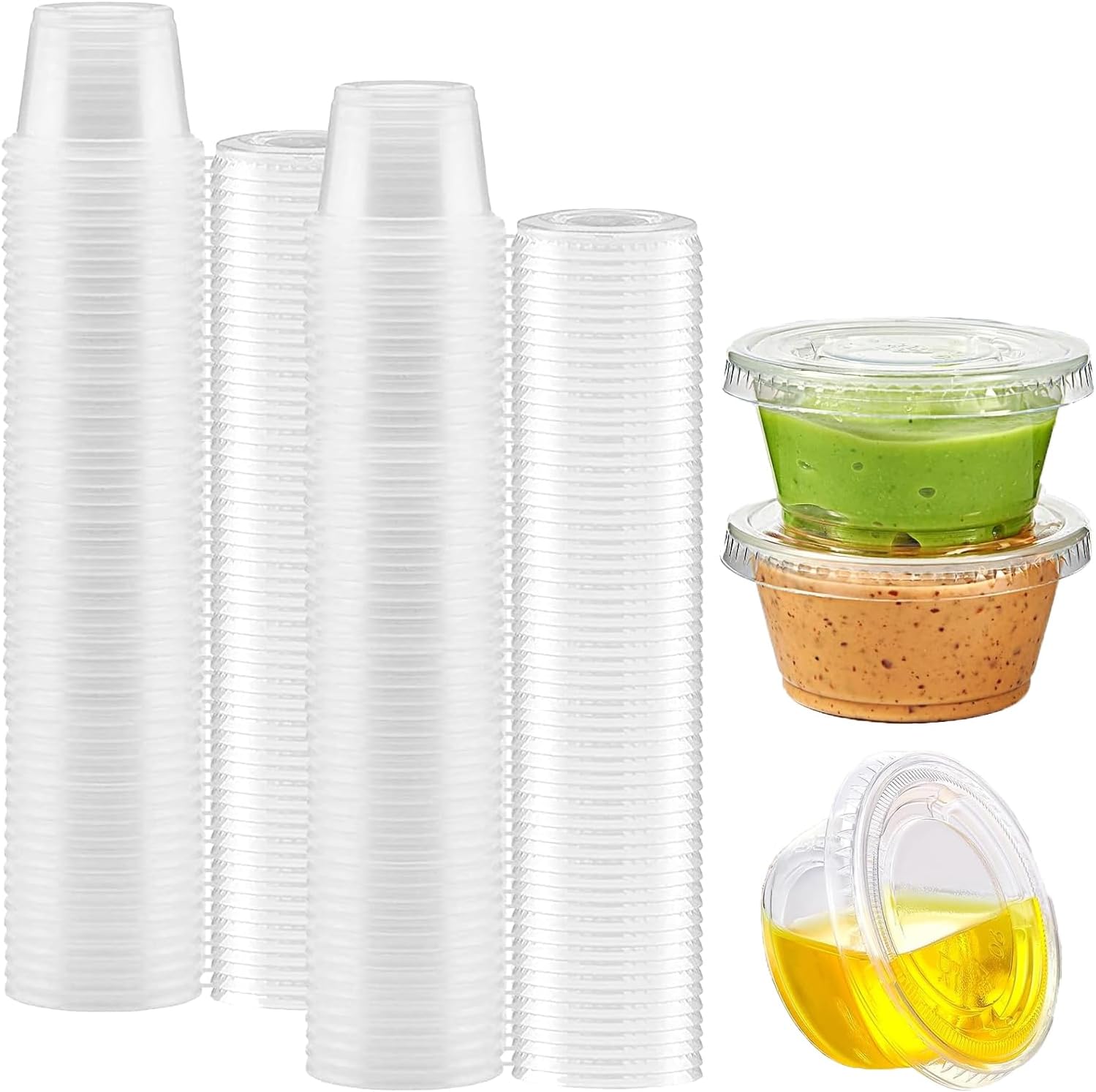 YFHUVB 100 * 1oz Sauce Pots With Lids, 25ml Round Food Container Pots