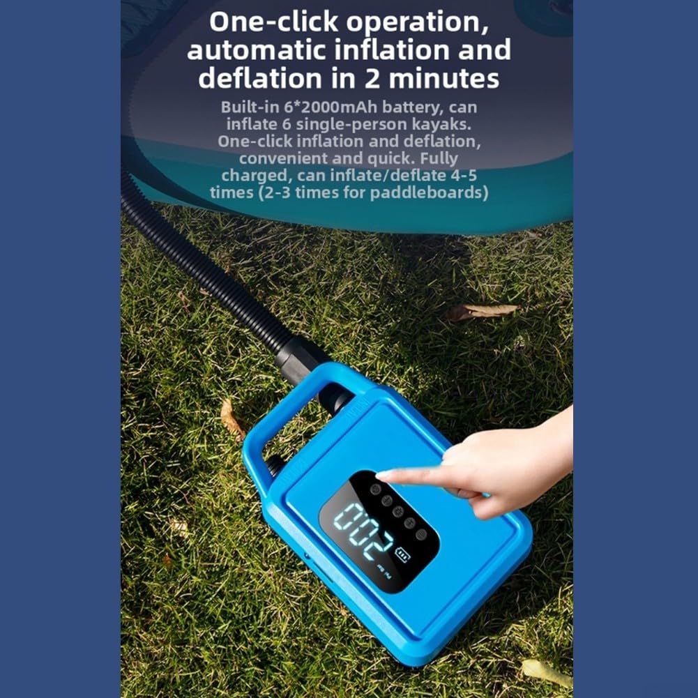 Honseadek Bomba de aire eléctrica de 12 V para tablero y barco inflable, inflador rápido portátil con manómetro digital, función de parada automática y desinflado,