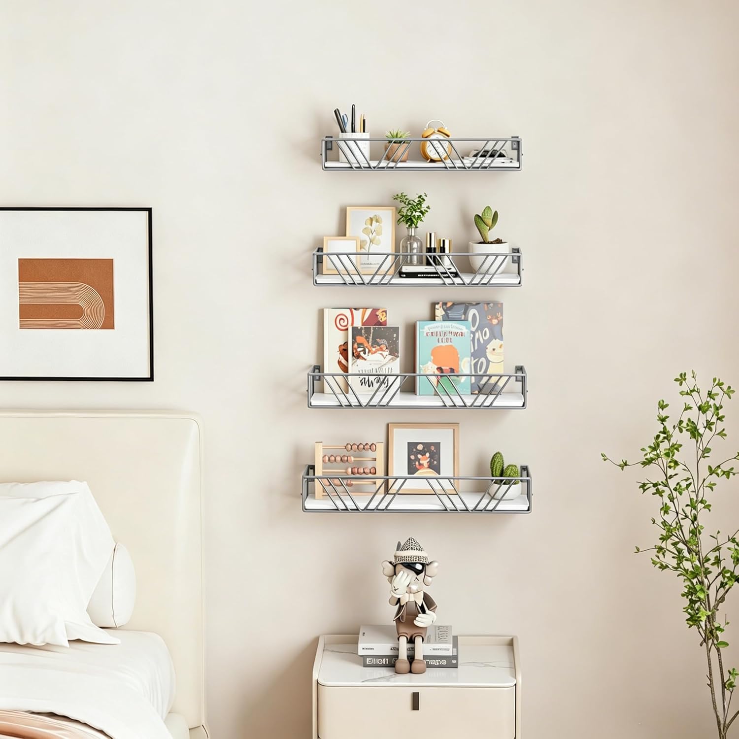Amaoot Floating Shelves for Wall Set of 4, Wall Shelf Wood Floating Shelf image 3