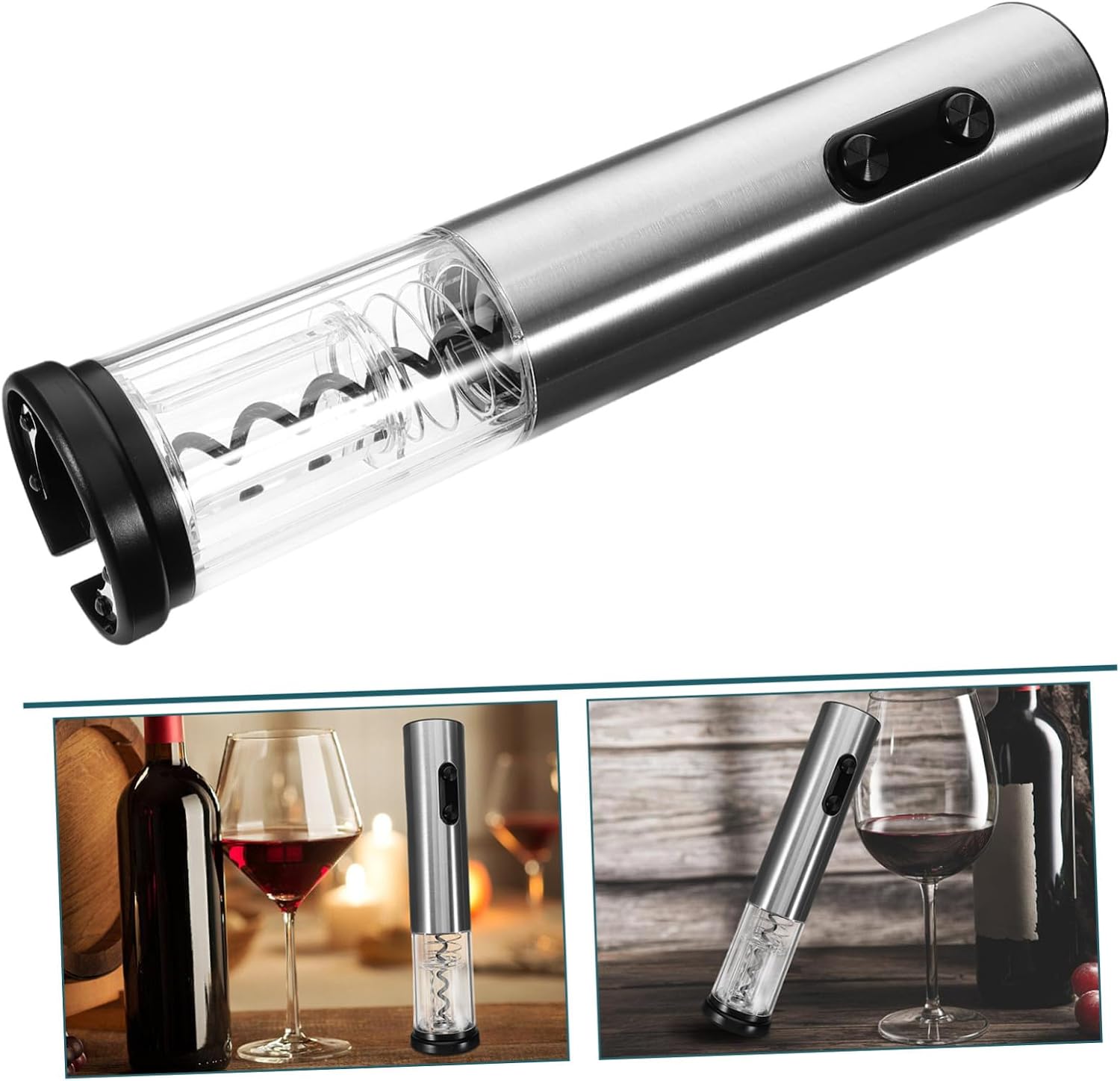 2pcs Automatic Electric Wine Opener Set Battery Powered Corkscrew with Foil Cutter Fast Cork Extraction Portable Wine Accessories for Home Party Wedding Celebration