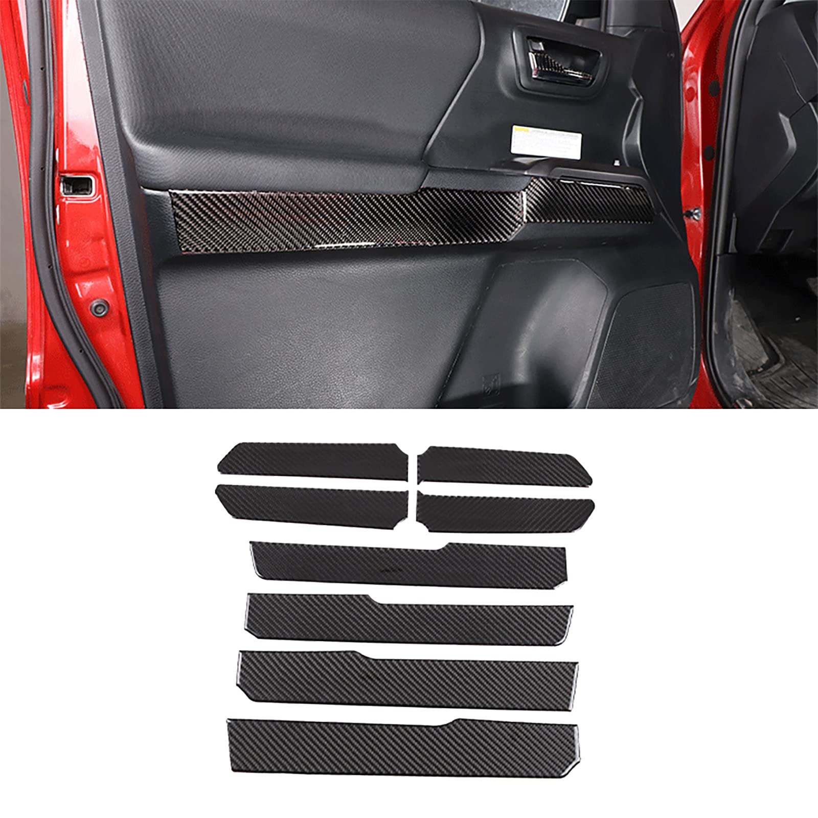 KELEIMAI Car Accessories Fit for Toyota Tacoma 2016 2017 2018 2019 2020 2021 2022 2023 Inner Door Panels Decorative 3D Stickers Soft Carbon Fiber 8 PCS
