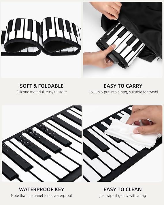 POGOLAB 88 Key Roll Up Keyboard Piano + Electronic Drum Set