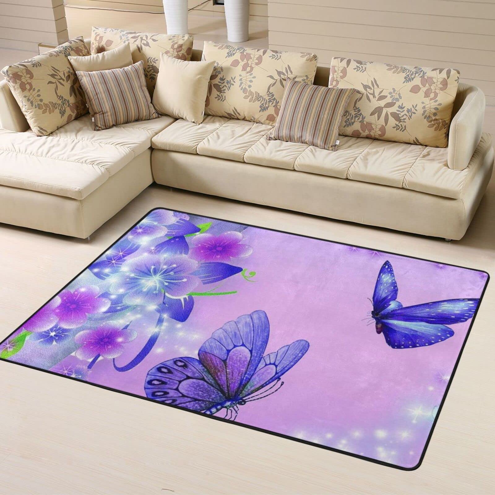 Tapis en mousse à mémoire de forme violet antidérapant et rembourré pour chambre