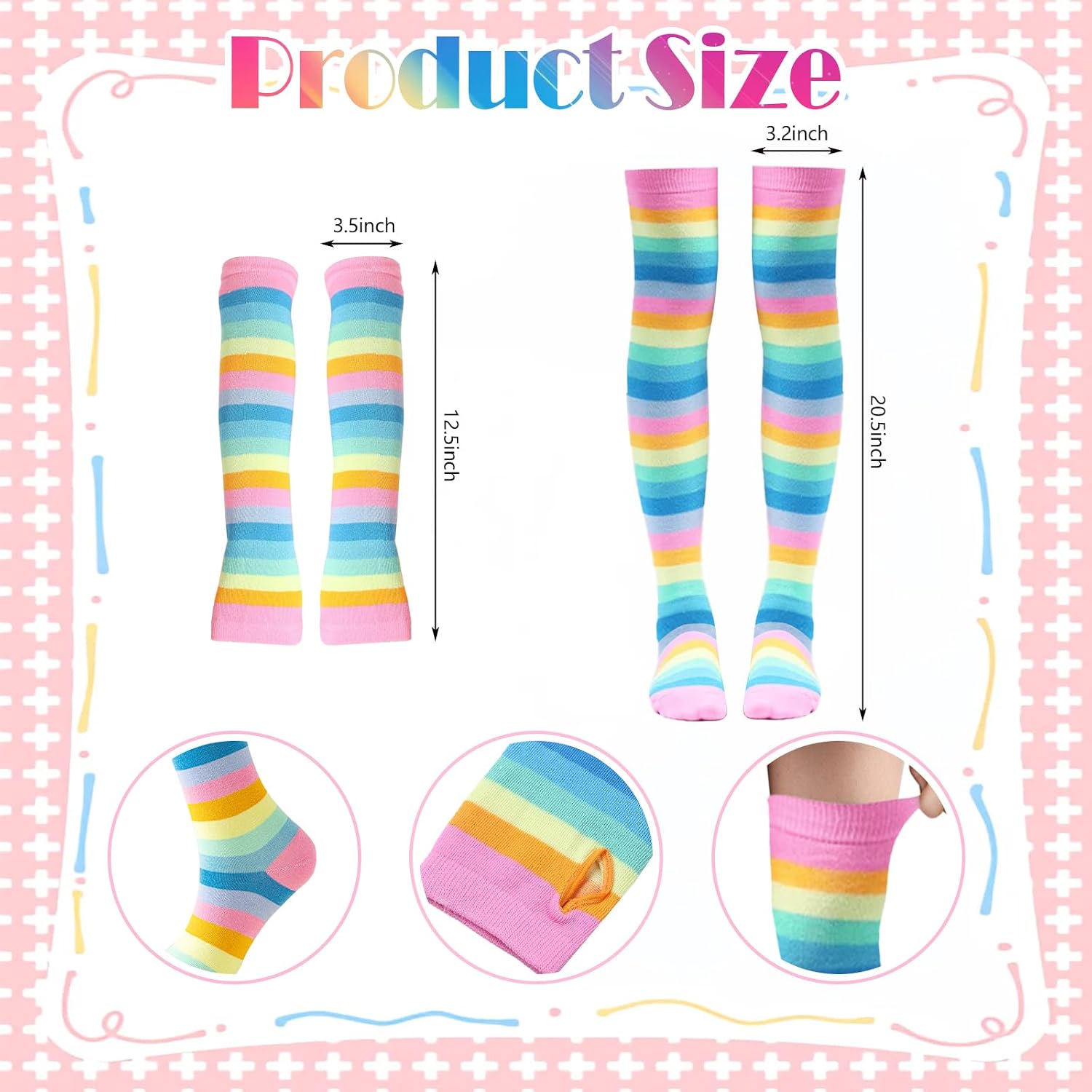 9 Pcs Galentine's Day Candyland Costume Accessories Candy Headband Sweet Rainbow Necklace Lollipop Earrings Pink Tutu Gloves Tights for Valentine's Day Photo Props Candy Theme Cosplay Accessories