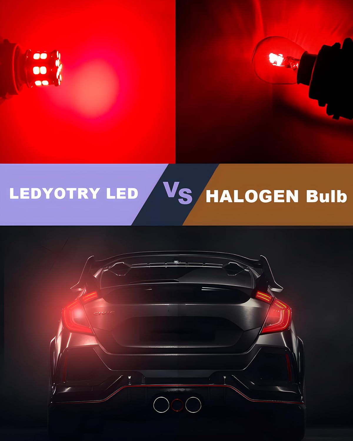 7443 7440 LED Bulb Red Tail Brake Lights, 12V-24V Super Bright Low Power 7441 7444 W21W T20 LED Bulb Replacement for Brake Lights, Tail Lights, Turn Signal Stop Lights, Pack of 2