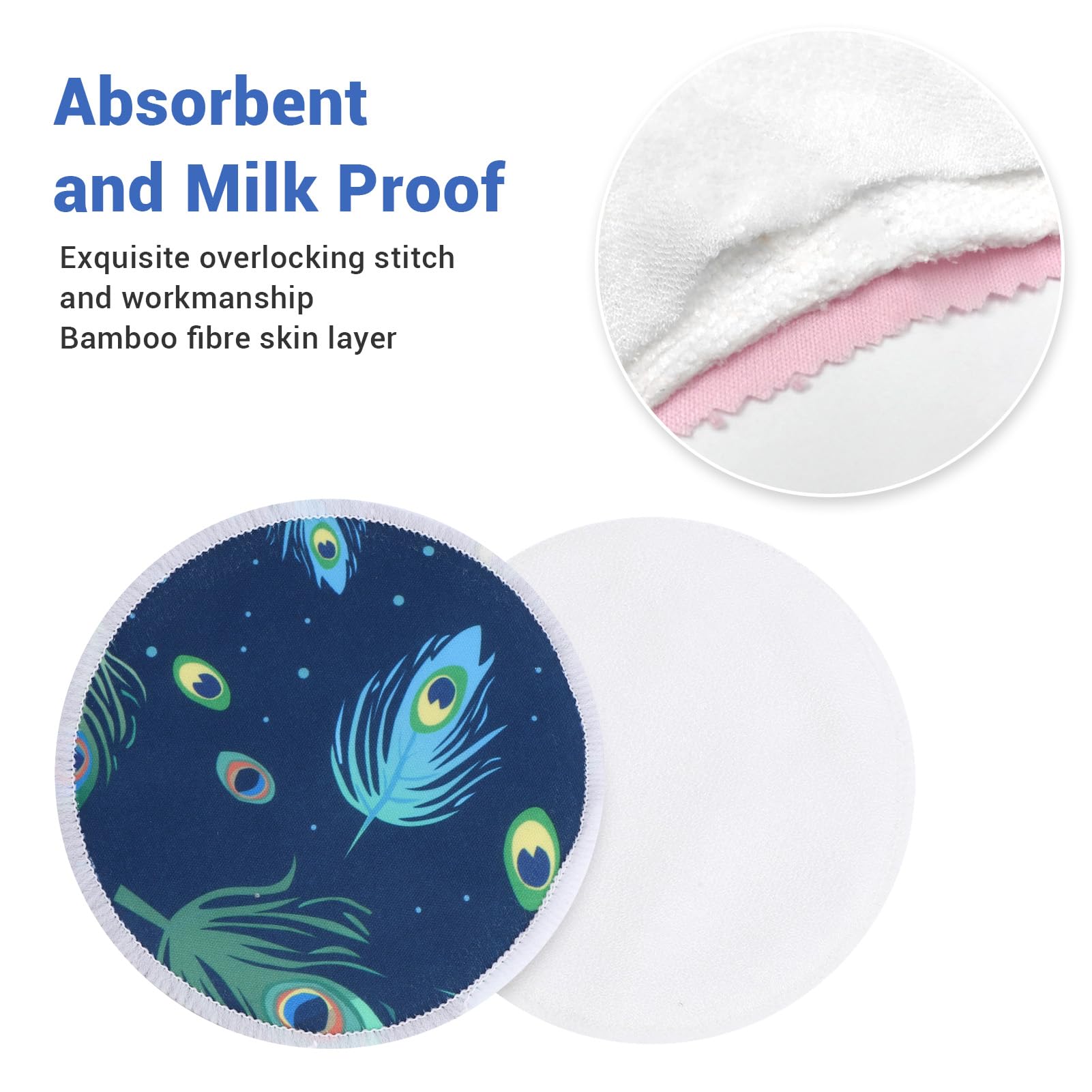 8Pcs Reusable Nursing Pads, 3 Layer Washable Nipple Pads Fast Absorption Leak Poof Breastfeeding Nipple Pad (G73)