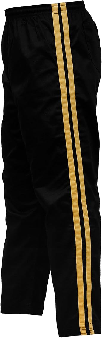 ULTIMATE FIGHT GEAR UFG Martial Arts Striped Karate Pants Cotton & Polyester Blended - Kids Adults Unisex Gold, 000