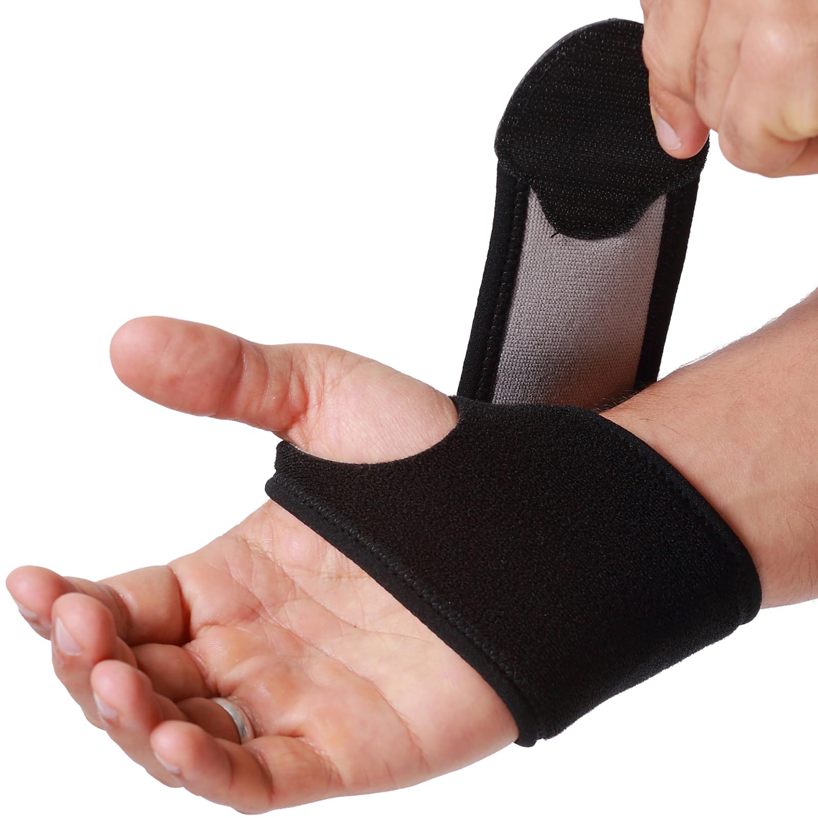 Neotech CareWrist Band - Elastic & Breathable Fabric - Adjustable Compression Strap - Men, Women, Right or Left - Support Wrap for Protection or Sports (Black Colour, Size M, 1 Unit)