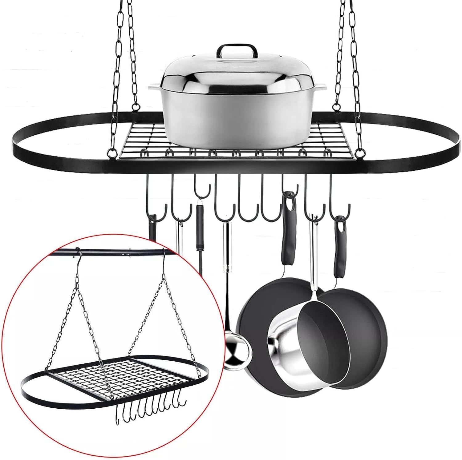 Gdrasuya10 Hanging Pot and Pan Rack, Ceiling Mount Storage Rack, Storage Rack