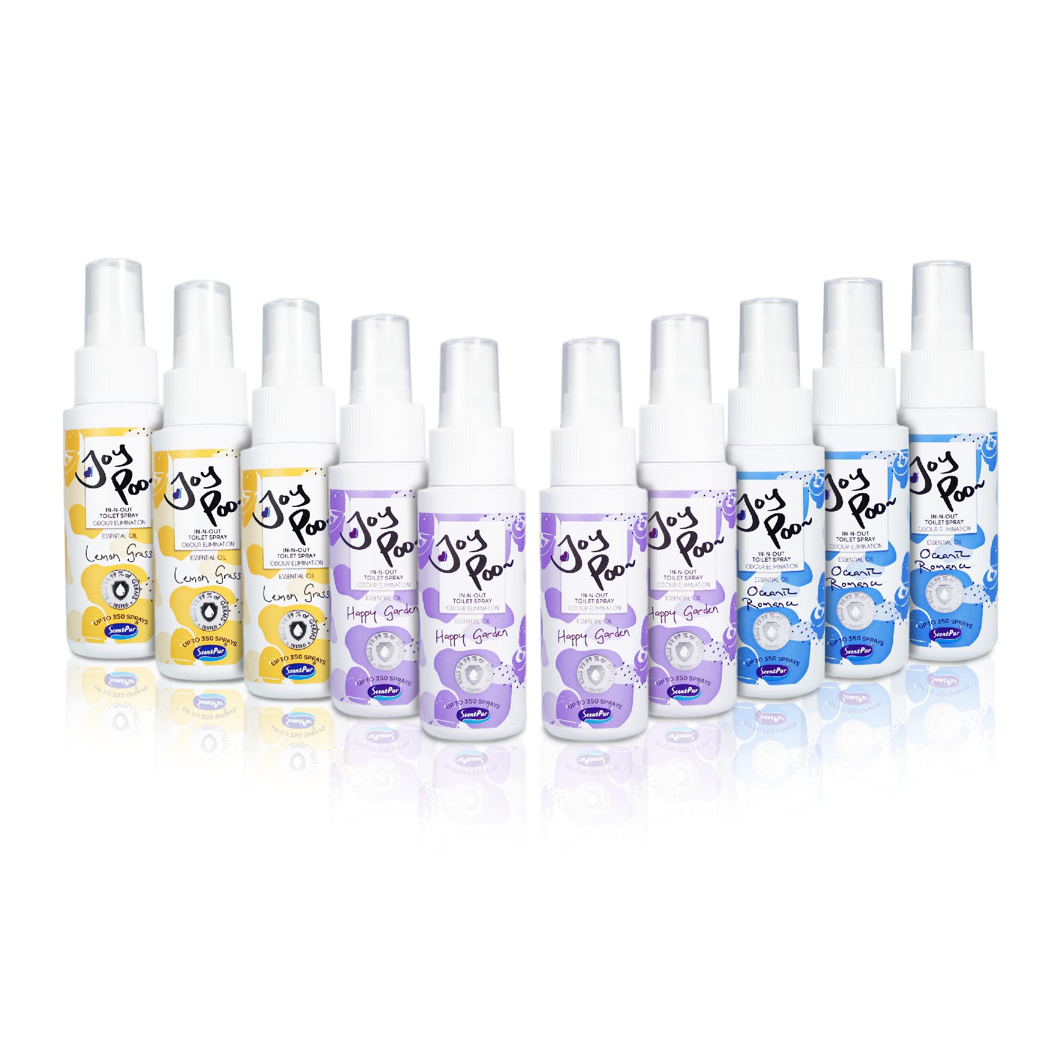 4X JoyPoo (Happy Garden) + 3X JoyPoo (Lemon Grass) + 3X JoyPoo (Oceanic Romance) Toilet Odor Pleasan