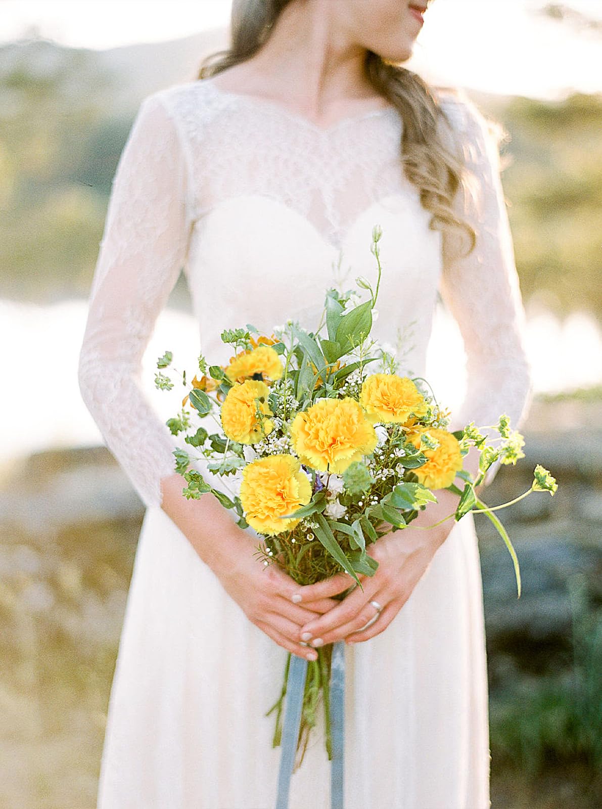 IPOPU Gelbe Nelken, künstliche Blumen, 6 Stück, künstliche Nelken, Seidenblumen, 83,8 cm lange Blumen für hohe Vasen für Hochzeit, Zuhause, Tischdekoration, Blumenarrangement, Gelb