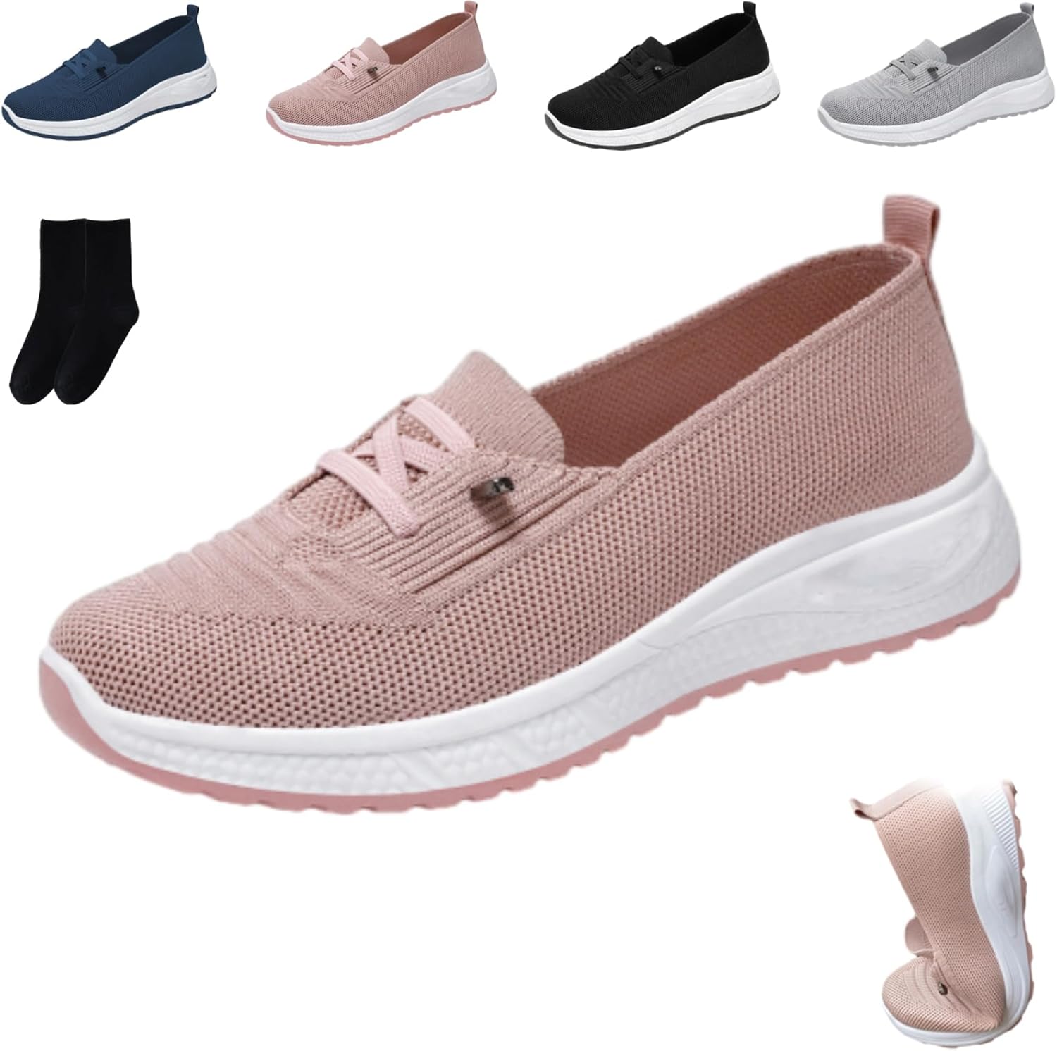 Women Trainers Without Laces - Orthopedic Shoes, Comfortable Walking Sneakers Women Lightweight Casual Mesh Breathable Slip On Tennis Shoes