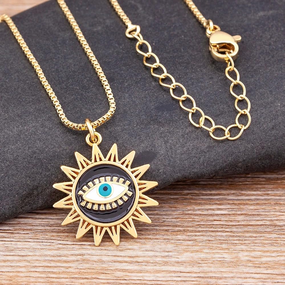 Accesorios para niñas Collar contra el Mal de Ojo para Mujeres y niñas, Collar Turco de Plata de Ley 925 con diseño de Mal de Ojo, Collar Bohemio con Forma de corazón, Collar contra el Mal de