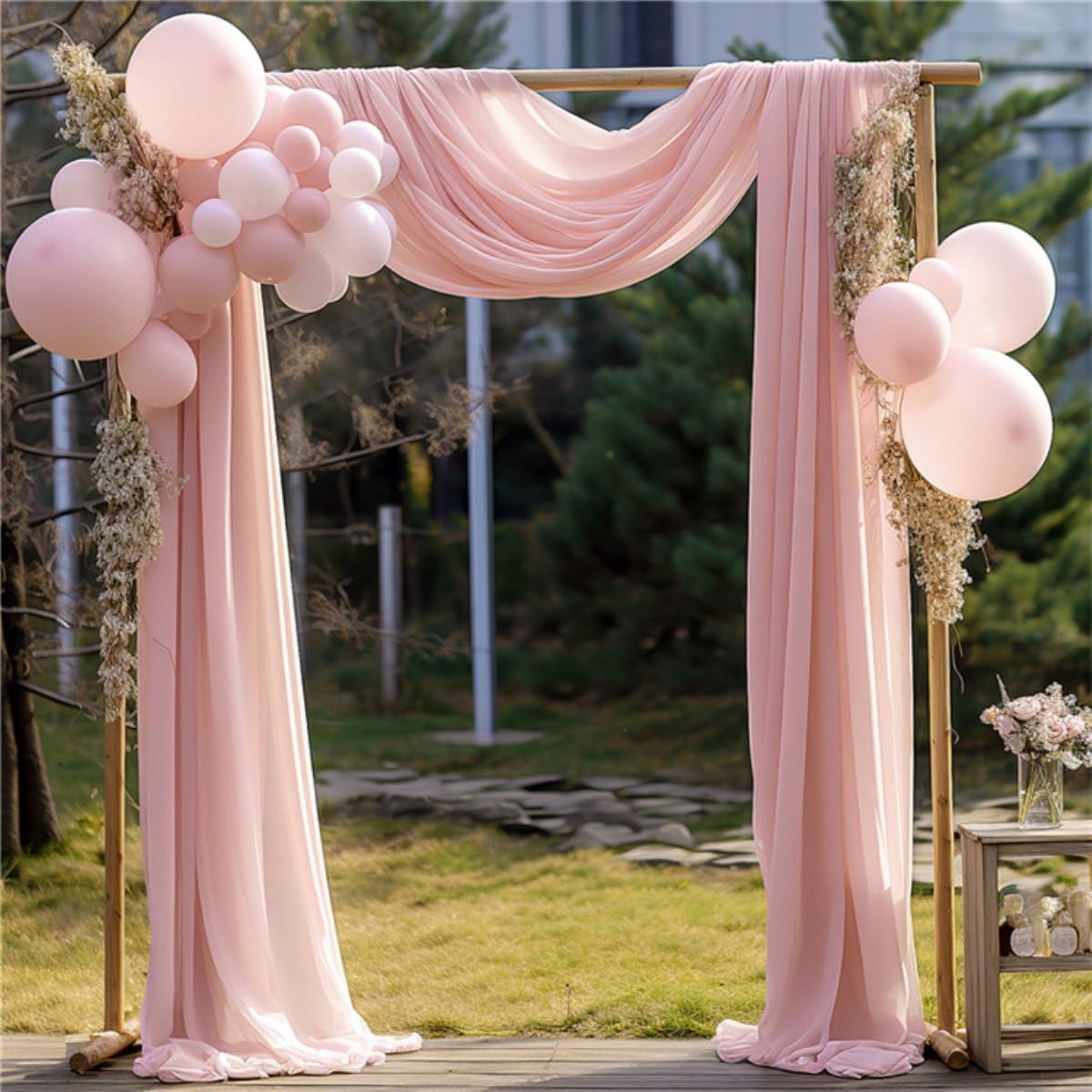 Hochzeitsbogen Vorhänge aus Chiffon, Elegantes und fließendes Design, durchsichtiger Stoff, Brautbogen Vorhänge für Hochzeitsdekoration im Freien, Zeremonie Vorhang Hintergrund